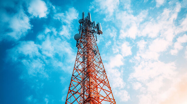 towering radio antenna stands against a clear sky, symbolizing global connectivity, communication networks, and the power of technology to bridge distances and enable the flow of information