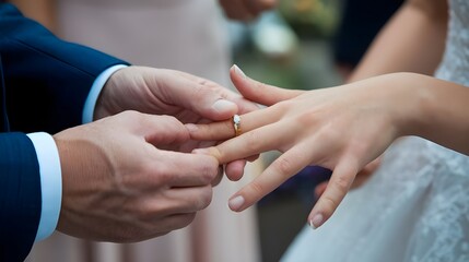 Groom Putting Wedding Ring on Bride's Finger