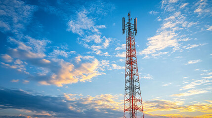 towering radio antenna stands against a clear sky, symbolizing global connectivity, communication networks, and the power of technology to bridge distances and enable the flow of information