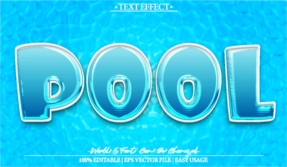Pool Vector Text Effect Editable Alphabet Water Summer Blue Tropical Sun Beach