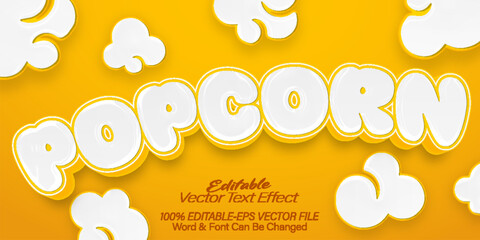 Popcorn Vector Text Effect Editable Alphabet Yellow Snack Corn Cartoon