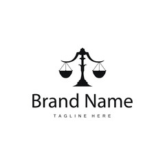 Simple legal scale logo justice court simple black silhouette template design