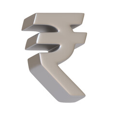 Indian Rupee symbol, representing finance, economy, and monetary transactions in Indian financial systems. 3D icon, sign and symbol. Side view. 3D render illustration