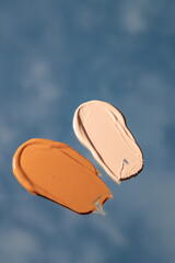 makeup cosmetics textures, foundation\concealer\primer\bronzer\sunscreen  swatch