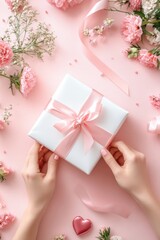 Female's hand holding a gift box