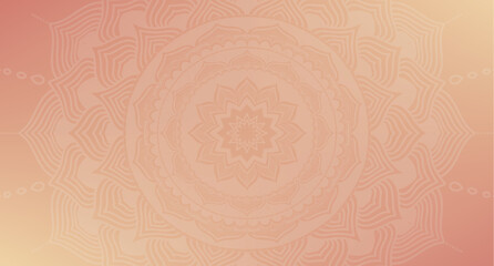 Round mandala on colorfull gradient background. Translucent mesh pattern in the form of a mandala. Mandala with floral patterns. Pastel Yoga template. Gradient background with round mandala.V