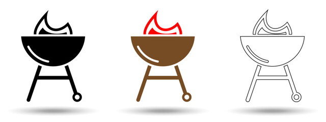 Barbecue icon. Barbecue icon on a white background, isolated. The icon has three uses in applications and websites. Vector illustration. Barbecue icon on a white background