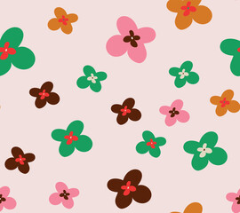 Seamless patterm with funky retro flowers.