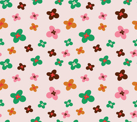 Seamless patterm with funky retro flowers.