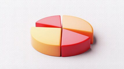 Obraz premium Three-dimensional pie chart icon on an isolated, transparent background. 