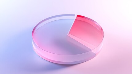 Fototapeta premium This 3D pie chart is transparent and has two highlighted sections. It's on a light background. The illustration is useful for representing business success or presenting results