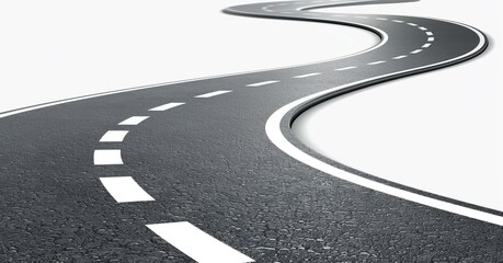 Winding road stretches through open landscape under clear sky in early afternoon, inviting travelers to explore new destinations
