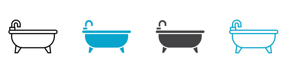 bath tub icon set vector art