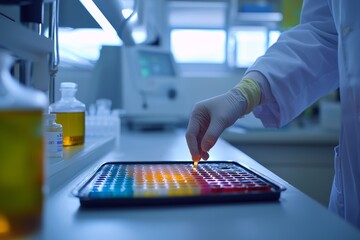 Doctor arranging allergen extracts for skin prick testing in a sterile medical setting highlighting allergy assessment and patient care in healthcare