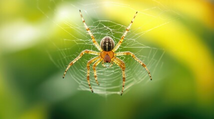 Spider in web in outdoors.