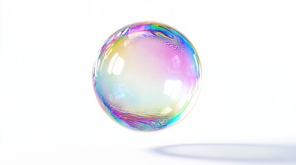   Close-up of a soap bubble on white background with circular object