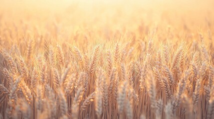 Naklejka premium Close-up of wheat field under sun-lit ears