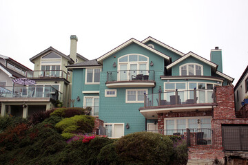 Beautiful American House in Capitola California. Photo taken in foggy weather