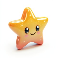 Cute cartoon star character. Decoration element for holiday greeting card poster design