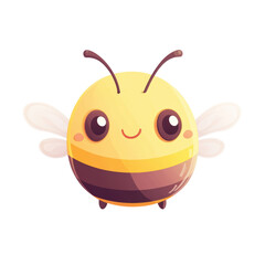 Obraz premium Cute cartoon bee character with cheerful expression and vibrant colors isolated on a white background, transparent background.