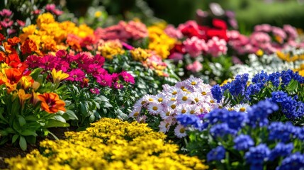 Colorful Flower Bed in Bloom