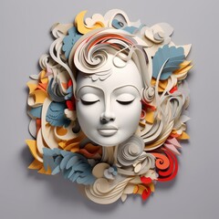 Abstract Paper Sculpture Art with Colorful Layers and Flowing Shapes