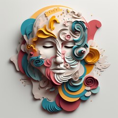 Abstract Paper Sculpture Art with Colorful Layers and Flowing Shapes
