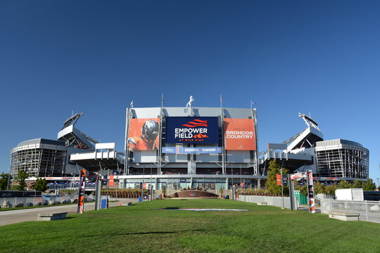 DENVER, CO, USA - Oct. 5, 2024: Empower Field at Mile High Stadium is the home of the Denver Broncos NFL football team.