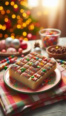 Naklejka premium weiße Schokolade mit bunten Schokoladenstreusel