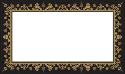 Vector illustration for rectangular shape gold frame. Suitable for use in calligraphy, frames. usability with the text input area in the center