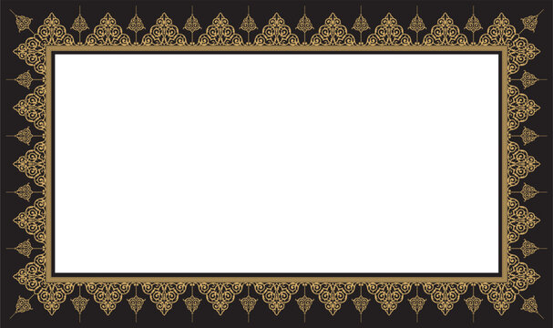 Vector illustration for rectangular shape gold frame. Suitable for use in calligraphy, frames. usability with the text input area in the center