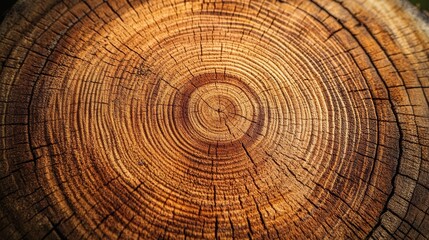 Naklejka premium Growth rings on tree trunk. Closeup trunk texture