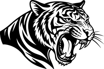 Fototapeta premium Cute Tiger silhouette minimalistic vector art illustration 