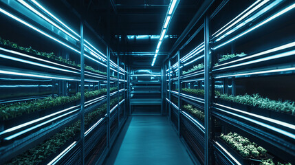 Fototapeta premium A vertical farming solution utilizing LED technology for efficient crop production.