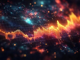 Obraz premium digital graph chart illustrating stock market growth, with vibrant upward trends and data visualization, symbolizing investment opportunities and financial success