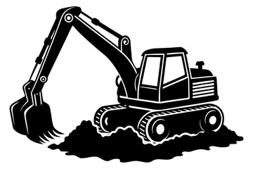  Cute Digger silhouette minimalistic vector art illustration