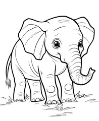 Fototapeta premium Adorable Elephant Coloring Page for Kids to Enjoy