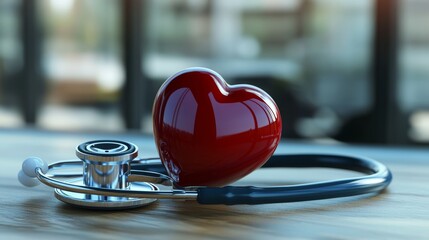 Health insurance concept featuring a stethoscope and heart shape emphasizing wellness security and medical coverage to support healthy living