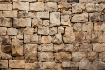 Obraz premium Processed collage of old ancient sand block wall texture in daylight. Background for banner