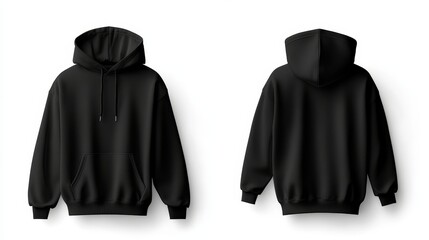 Black hoodie mockup. Front and back hoodie template