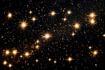 Obraz premium Night sky with sparkling stars on black background, peaceful starlit sky with cosmic view