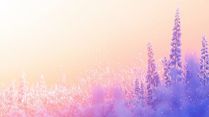   a field with vibrant purple flowers and a captivating pink sky in the background