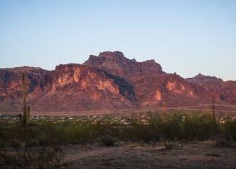 Superstition Mountains with cougar shadow. Apache, Junction, Arizona.
