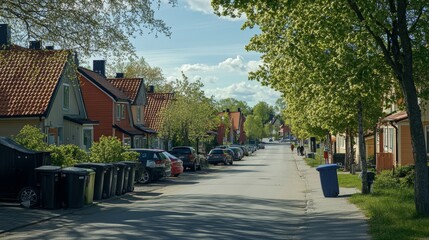 Idyllic Suburban Street Scene With