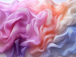 Obraz premium soft watercolor fabric waves in pastel colors create an ethereal backdrop, with gentle gradients blending harmoniously, providing a tranquil and serene atmosphere