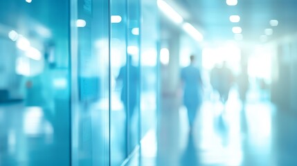 Professionals in medical attire discussing patient care emphasizing healthcare collaboration and innovation in a blurred clinical setting for improved wellness