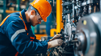 A skilled technician calibrating machinery for optimal performance in production.