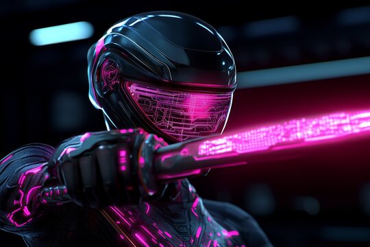 Fantasy depiction of a data guardian wielding a glowing sword, defending a digital kingdom from hackers and cyber threats