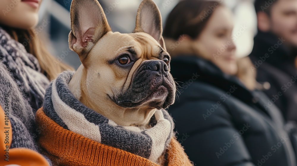 Canvas Prints Pet friendly, cute dogs are allowed into the stadium. Sit and watch sports together with other people. 