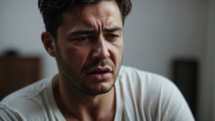 Fototapeta premium A man is very sad and about to cry